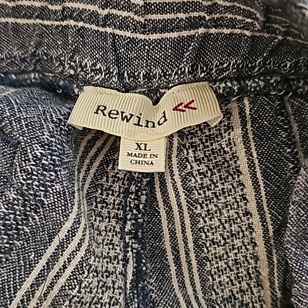 Rewind Striped Linen Blend 4 Pocket Drawstring Wide Leg Trouser Pants Size XL - Picture 5 of 11